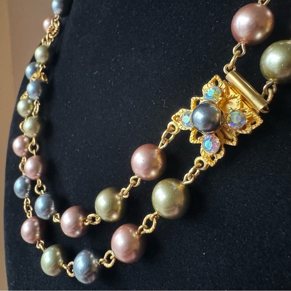 Signed Joan Rivers Vintage Double Pearl Strand + Matching Clip On Earrings - Picture 13 of 17